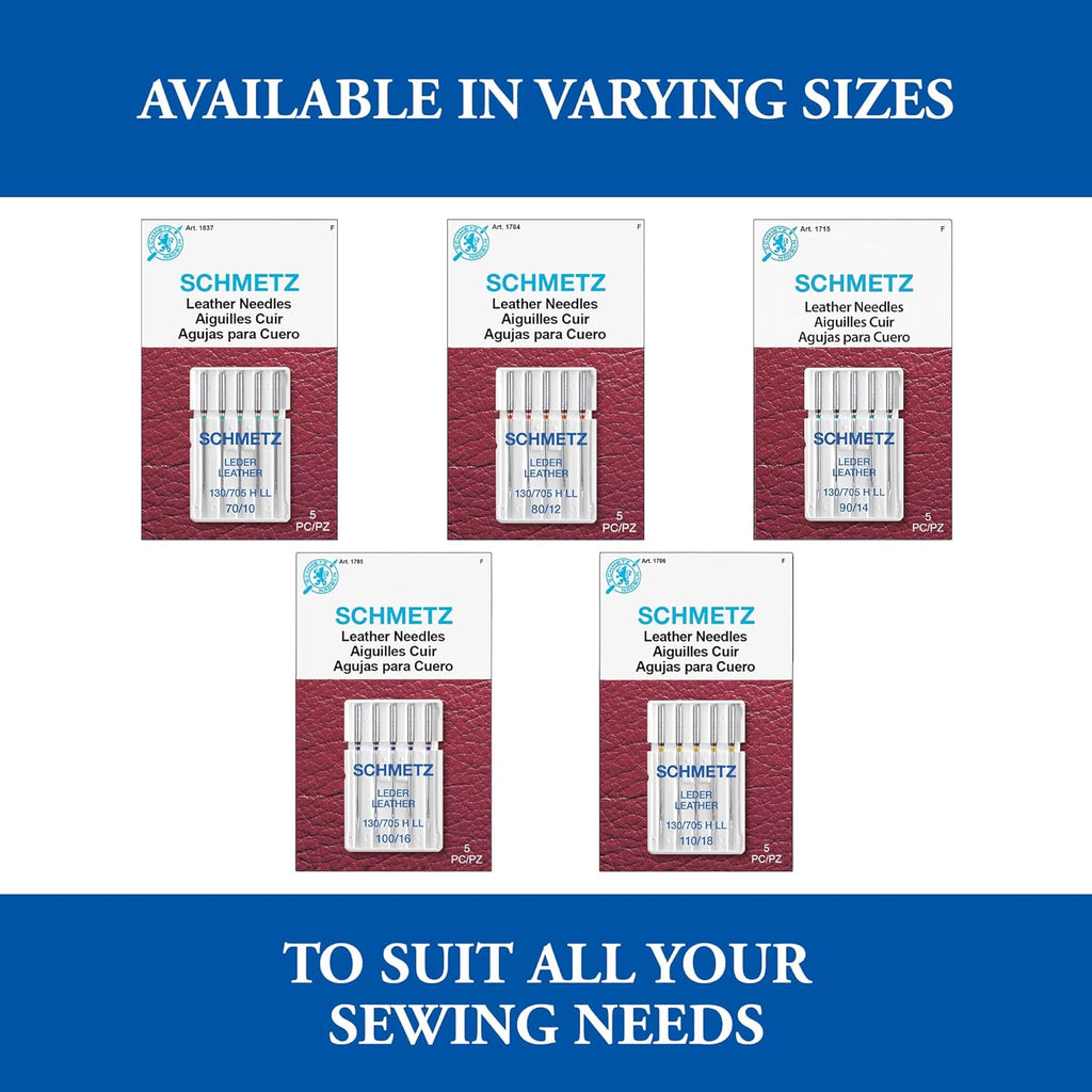Leather Sewing Machine Needles – Heavy Duty Specialty Supplies, Size 90/14, Box of 100
