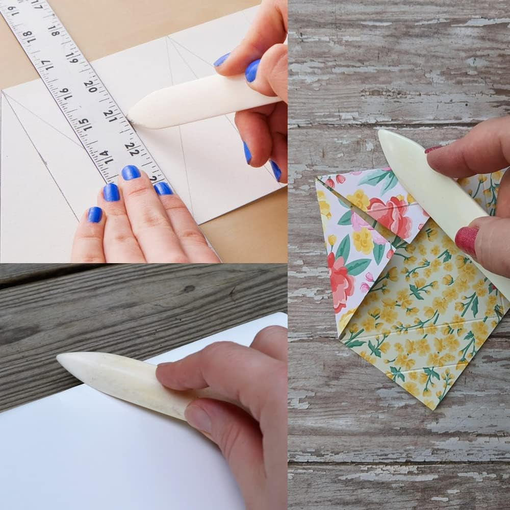 Genuine Bone Folder Tool – Scoring, Creasing, Folding & Burnishing for Paper, Card & Leather Crafts, Perfect for Origami, Scrapbooking, Bookbinding & Crafting | 100% Cattle Bone