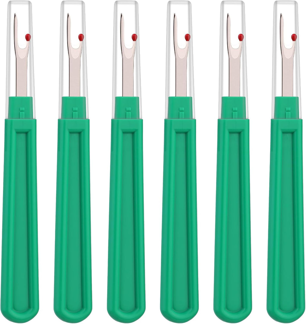 6 PCS Seam Ripper Set, Ergonomic Grip Seam Ripper, Green Seam Ripper for Sewing Crafting and Removing Embroidery Hems and Seams (Green)