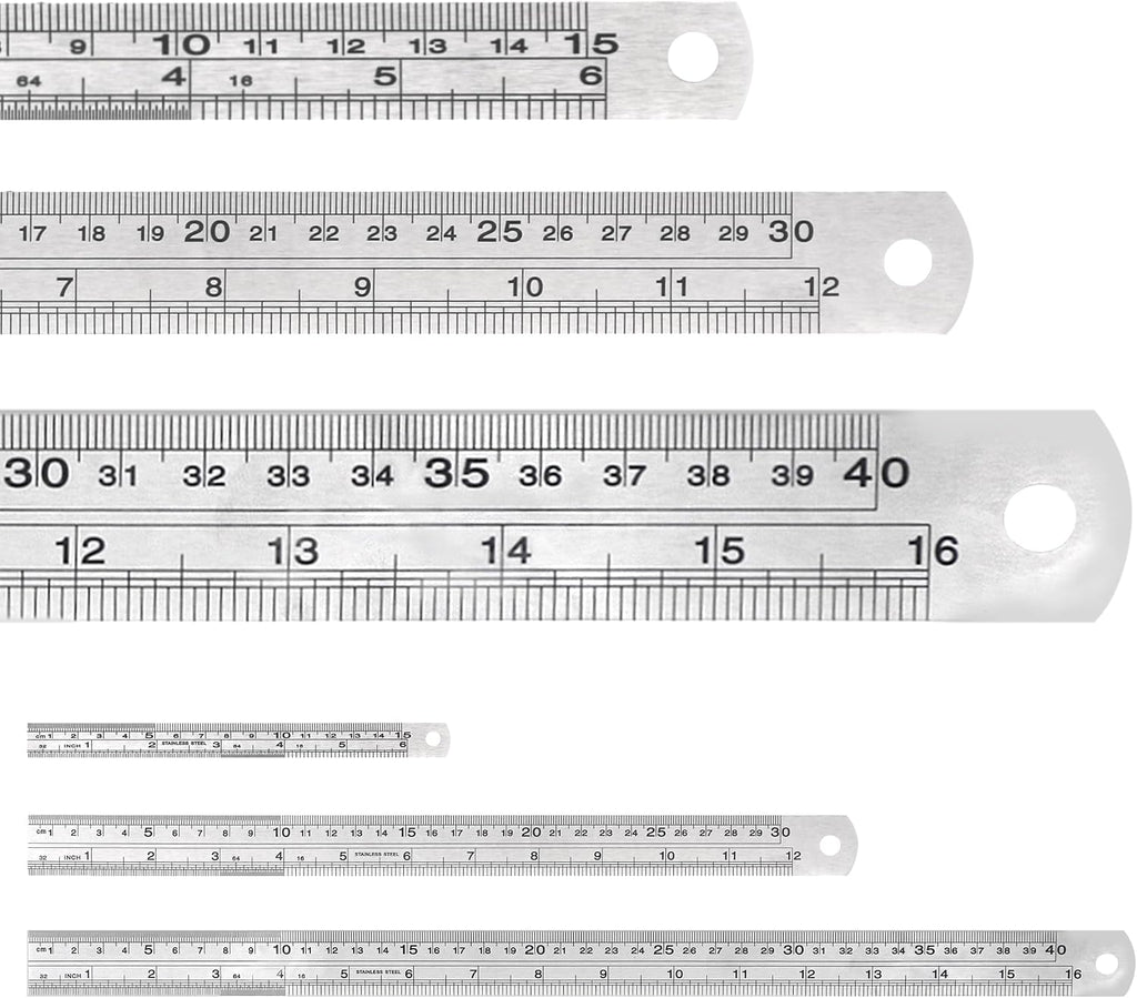 - Metal Straight Edge Ruler, 3 Pcs, 6", 12", 16" | Stainless Steel Ruler Set, Imperial & Metric Measurements for Drawing, Home, Office, Engineering