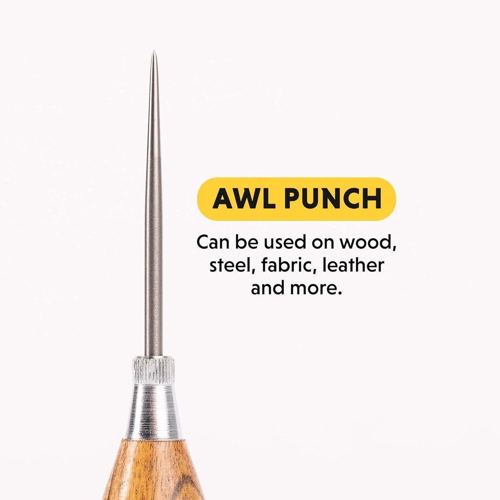 Scratch Awl Tool with Hardwood Handle - Scribe, Layout Work, & Piercing Wood - Alloy Steel Blade