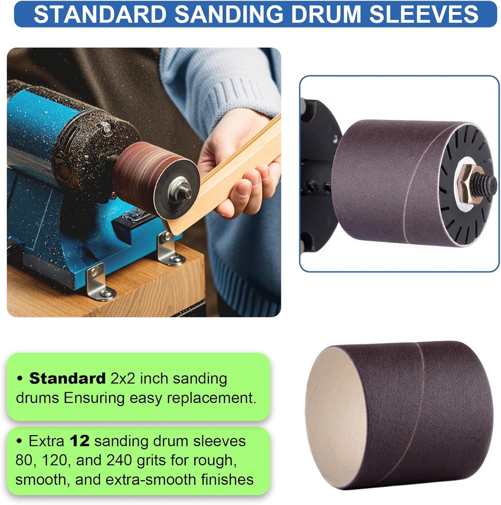 Leather Burnishing Machine | Variable Speed Leathercraft Bench Grinder, Polishing Tool, Sanding Machine, Rosewood Wheel for Leather Edge | Low Noise Motor, Standard 2X2 Inch Drum Sleeves
