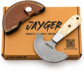 Handmade Damascus Steel round Head Leather Cutting Knife | Bone Handle - Premium Craftsmanship for Precision Cuts | Durability (Qd10-Bone)