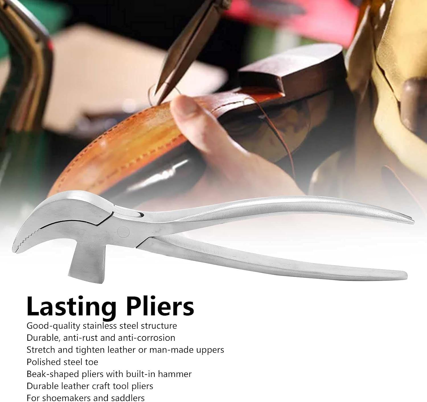 Lasting Pliers, Leather Craft Tool, Stainless Steel Pincers, Leather Craft Pliers, DIY Accessories for Shoemaking Cobblers Saddlers Silver