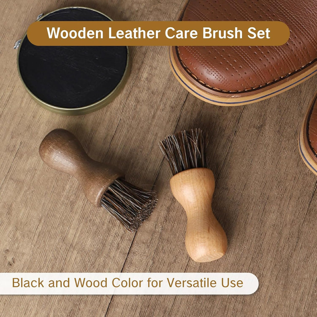 2 Packs Show Polish Applicator Horsehair Shoe Brush Set Horse Hair Applicator Brushes for Leather Shoe Care Shine Polish Tools for Boots Clean Brush for Shoes