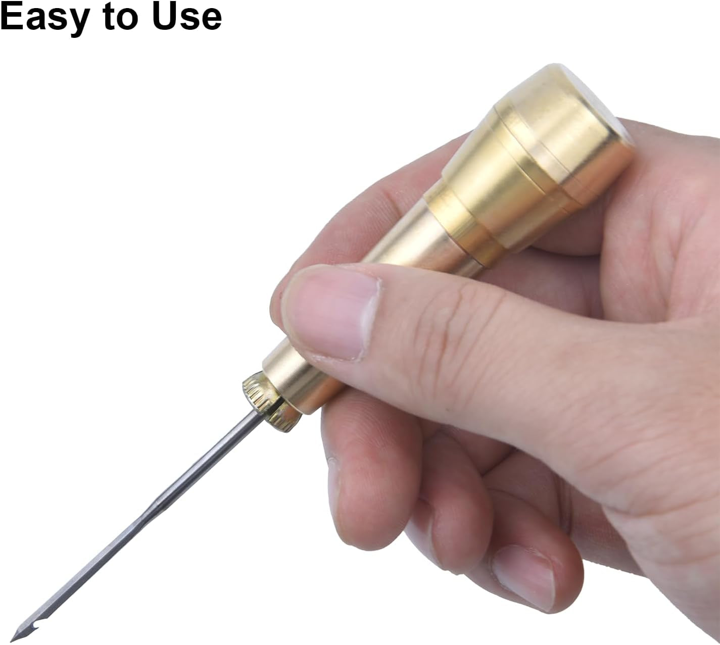 6 Pieces Leather Sewing Awl Needle Kit with Copper Handle, Leather Craft Needle Kit Shoe Repair Tool, Sewing Awl Hand Stitcher Shoe Repair Tool Kit, Craft Needles Kit Shoe Repair Tool