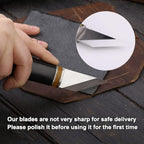 Leather Skiving Knife, Pointed Skiving Cutting Knife with Wooden Handle, Leather Skiver - with Exquisite Package for DIY Leathercraft