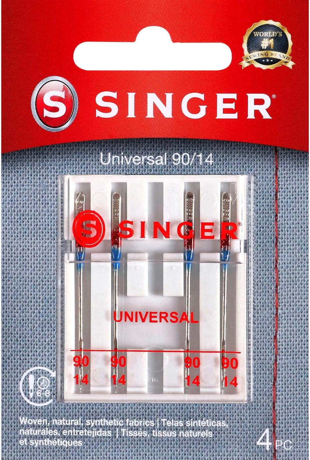SINGER 4723 Universal Regular Point Sewing Machine Needles, Size 90/14, 4-Count
