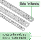 - Metal Straight Edge Ruler, 3 Pcs, 6", 12", 16" | Stainless Steel Ruler Set, Imperial & Metric Measurements for Drawing, Home, Office, Engineering