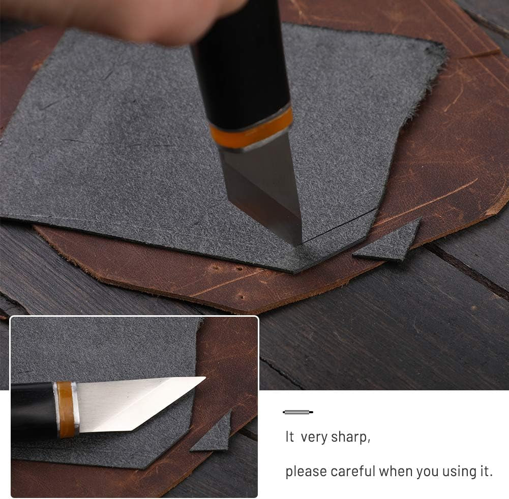 Leather Skiving Knife, Pointed Skiving Cutting Knife with Wooden Handle, Leather Skiver - with Exquisite Package for DIY Leathercraft