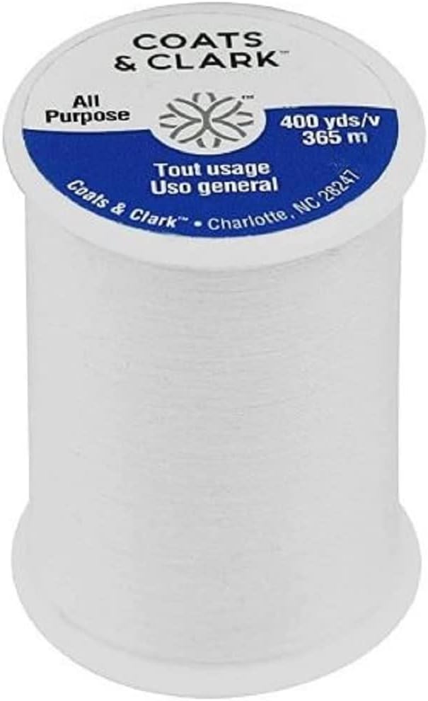 Coats & Clark Dual Duty All Purpose Sewing Thread 230A White 400 Yards Each Spool 12 Pack Bundle with  Needle Threaders (White)