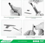 Utility Knife Retractable with 10PCS Snap off Blades, Stainless Steel Shell with Non-Slip Handle Box Cutter for Cardboard, Boxes and Cartons