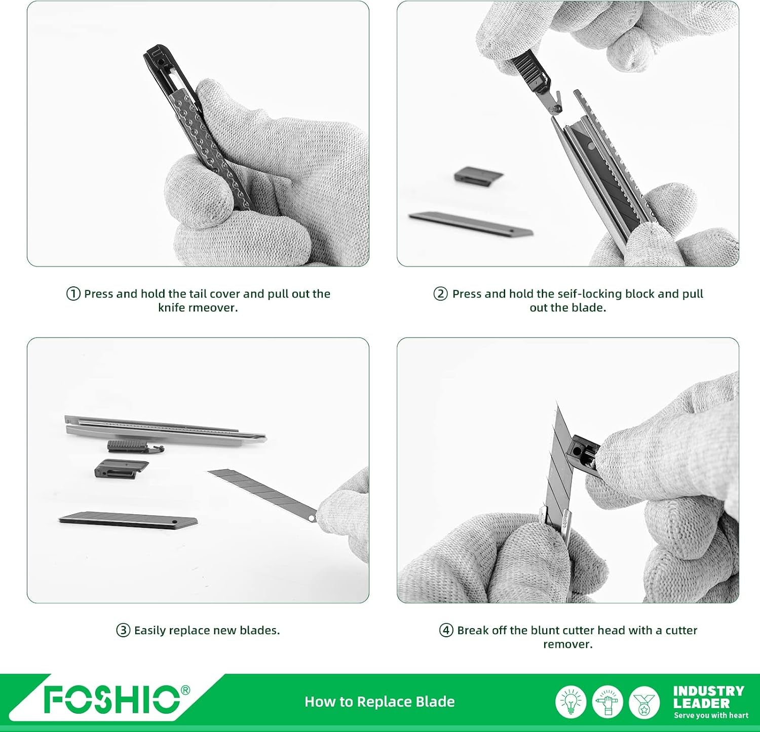 Utility Knife Retractable with 10PCS Snap off Blades, Stainless Steel Shell with Non-Slip Handle Box Cutter for Cardboard, Boxes and Cartons