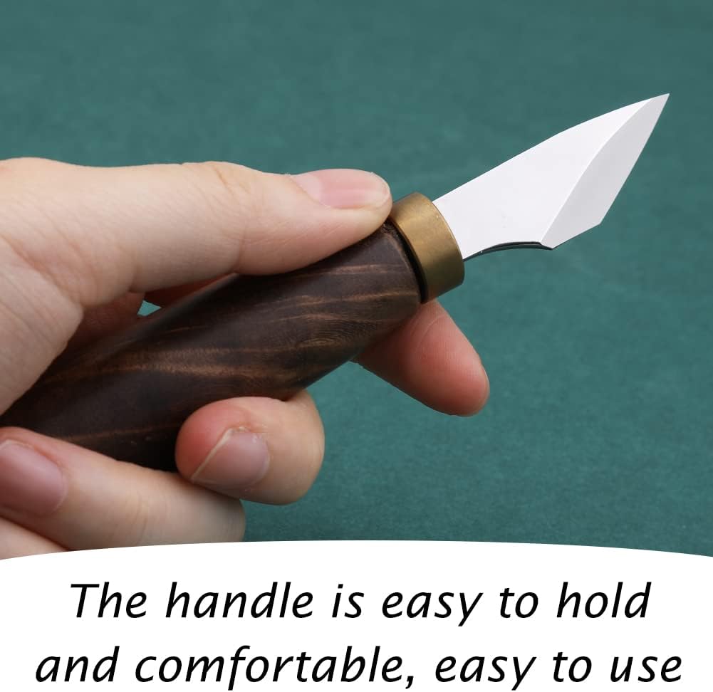Leather Cutting Knife, Bevel Head Leather Skiving Knife with Smooth Rosewood Handle, Leatherworking Tools Beveler for DIY Leathercraft Forging Cutting