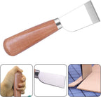 Leathercraft Knife - Leather Skiving Knife, Leather Working Tools with Wooden Handle Easy Trimming & Edge Skiving Leathercraft Craft Tool for Diy(Natural Color)
