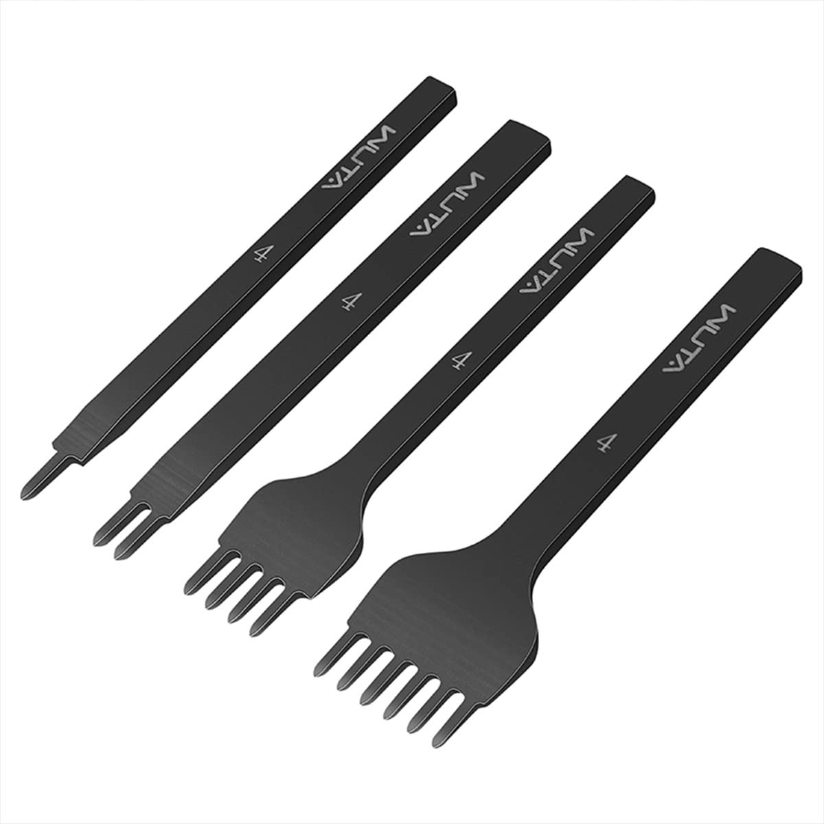 Leather Hole Punch Tool Pricking Iron Hole Puncher 3Mm 1/2/4/6 Prong Tooth Lacing Diamond Stitching Chisel Set for DIY Leather Craft Kits (Silver)