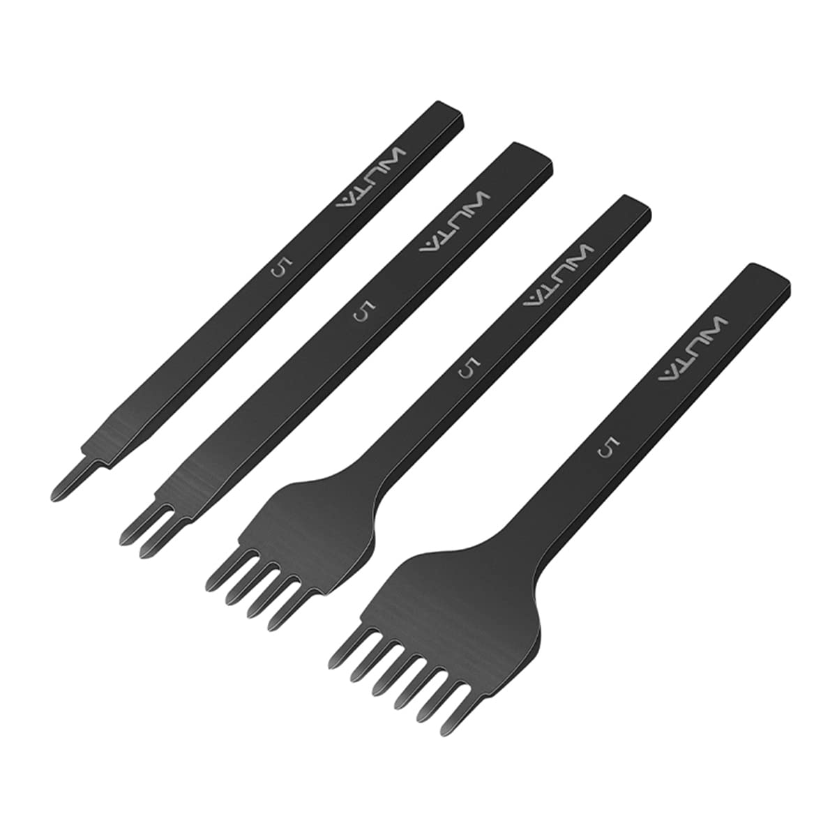 Leather Hole Punch Tool Pricking Iron Hole Puncher 3Mm 1/2/4/6 Prong Tooth Lacing Diamond Stitching Chisel Set for DIY Leather Craft Kits (Silver)