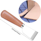 Leathercraft Knife - Leather Skiving Knife, Leather Working Tools with Wooden Handle Easy Trimming & Edge Skiving Leathercraft Craft Tool for Diy(Natural Color)
