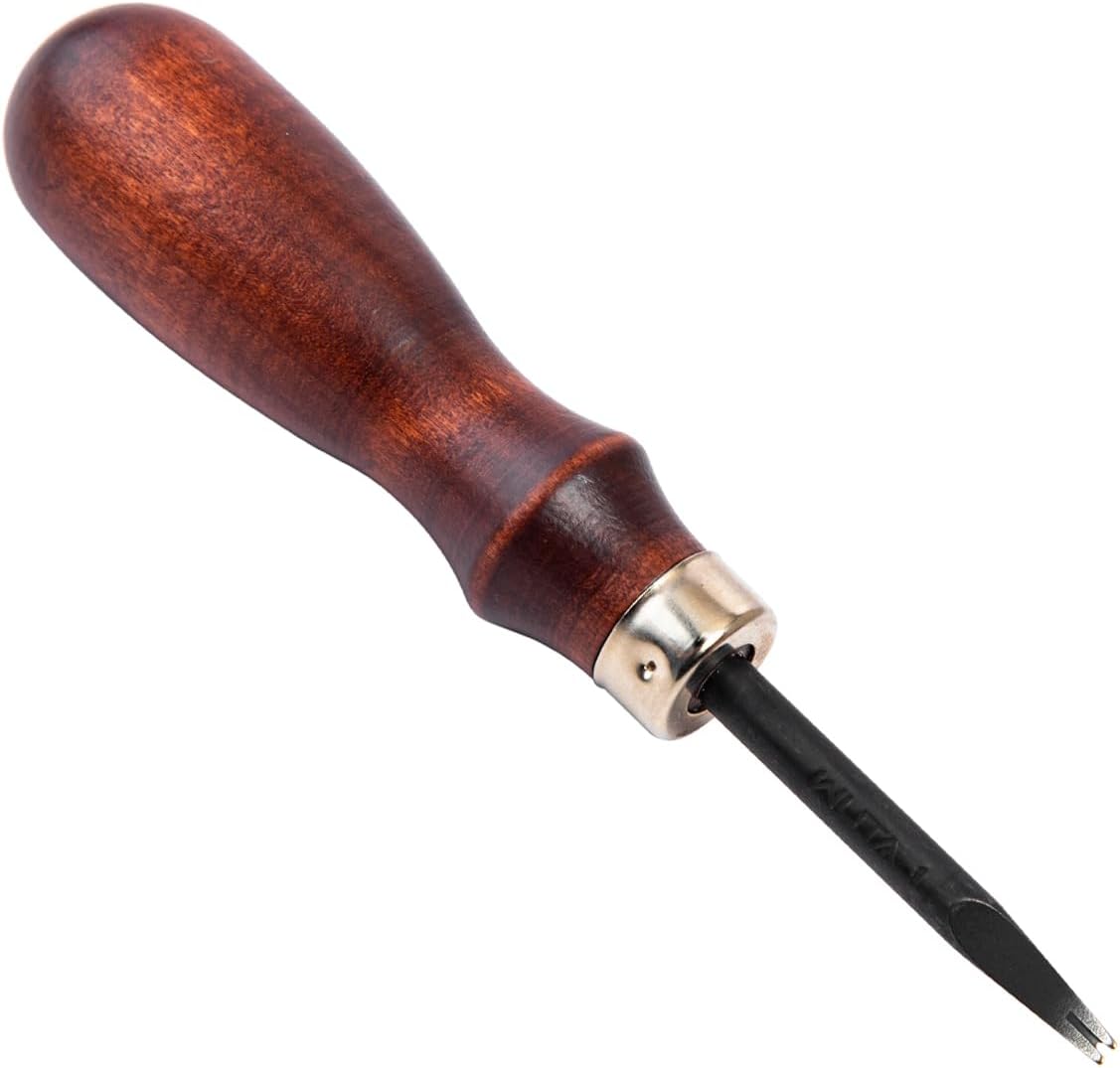 Leather Edge Bevelers, 4Pc High Carbon Steel Edge Skiving Set, Wood Hand Edge Bevelers, Leather Craft Keen Edge Cutting for Beveling (0.8Mm+1Mm+1.2Mm+1.4Mm)