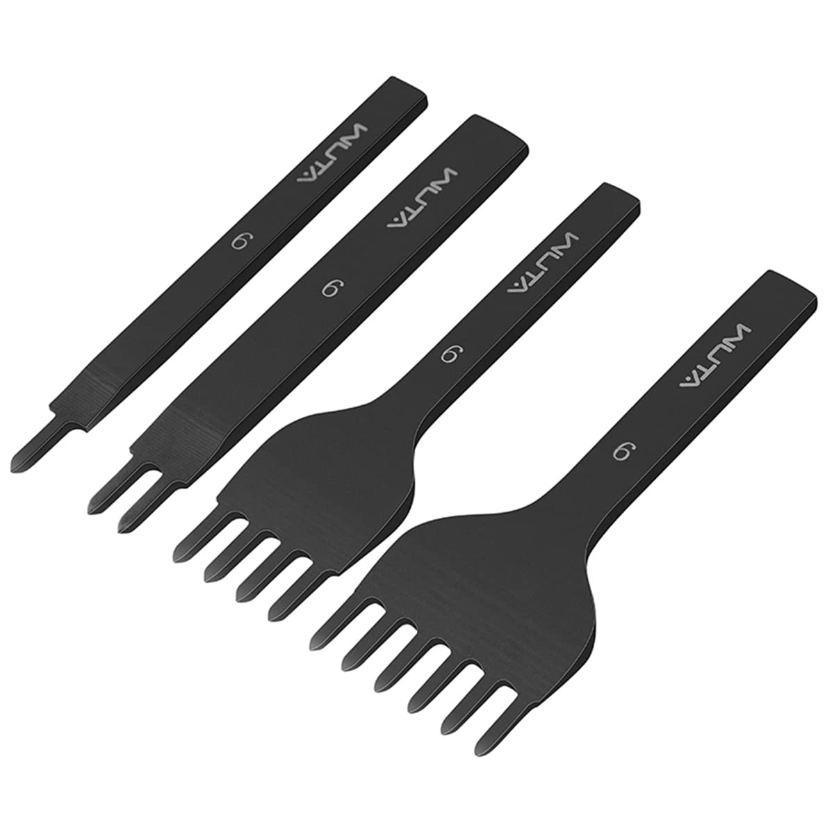 Leather Hole Punch Tool Pricking Iron Hole Puncher 3Mm 1/2/4/6 Prong Tooth Lacing Diamond Stitching Chisel Set for DIY Leather Craft Kits (Silver)