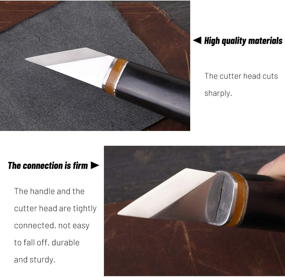 Leather Skiving Knife, Pointed Skiving Cutting Knife with Wooden Handle, Leather Skiver - with Exquisite Package for DIY Leathercraft