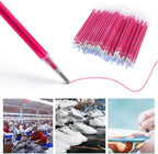 100Pcs Red High Temperature Disappearing Pen Heat Erasable Fabric Refills Patchwork Marking Pens Ink Marker for Embroidery Handicarft Needlework Tailors Sewing Quilting