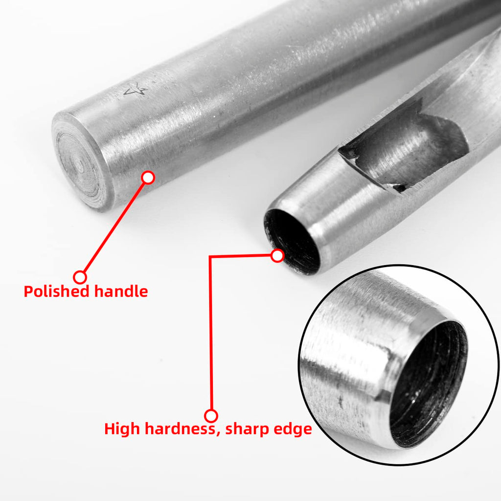 7Pcs Hollow Punch Leather Hole Cutter 0.5Mm-5Mm round Punch Tool Set,Leathercraft Working Kit for Watch Band, Fabric, Plastics, Gasket Belt