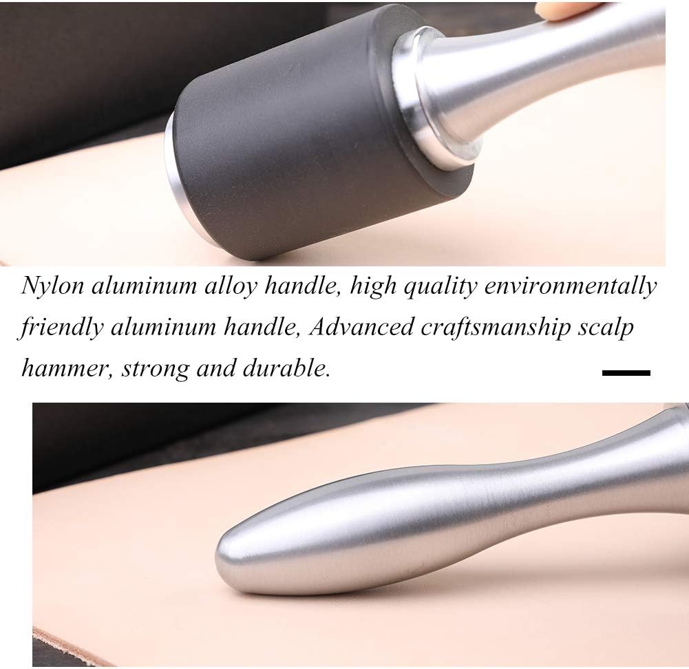 Leather Hammer Leather Mallet Craft Leather Carving Hammer Leather Maul for Stamping Tool Black Nylon Head Mallet for Leatherwork with Comfortable Handle for Handmade Project