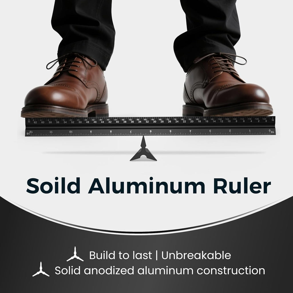 Architectural Scale Ruler: 12" Imperial Aluminum Alloy Metal Architecture Measuring Tools, Engineering Drafting Construction Drawing Blueprints Triangular Architect Scaling Rulers 12 Inches