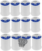 Coats & Clark Dual Duty All Purpose Sewing Thread 230A White 400 Yards Each Spool 12 Pack Bundle with  Needle Threaders (White)