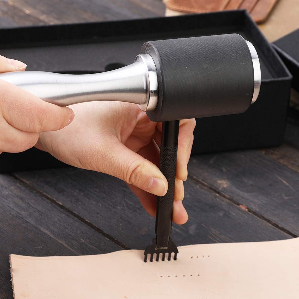 Leather Hammer Leather Mallet Craft Leather Carving Hammer Leather Maul for Stamping Tool Black Nylon Head Mallet for Leatherwork with Comfortable Handle for Handmade Project