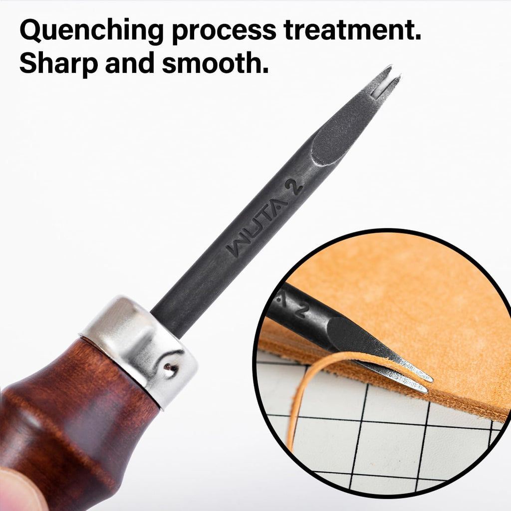 Leather Edge Bevelers, 4Pc High Carbon Steel Edge Skiving Set, Wood Hand Edge Bevelers, Leather Craft Keen Edge Cutting for Beveling (0.8Mm+1Mm+1.2Mm+1.4Mm)