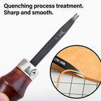 Leather Edge Bevelers, 4Pc High Carbon Steel Edge Skiving Set, Wood Hand Edge Bevelers, Leather Craft Keen Edge Cutting for Beveling (0.8Mm+1Mm+1.2Mm+1.4Mm)