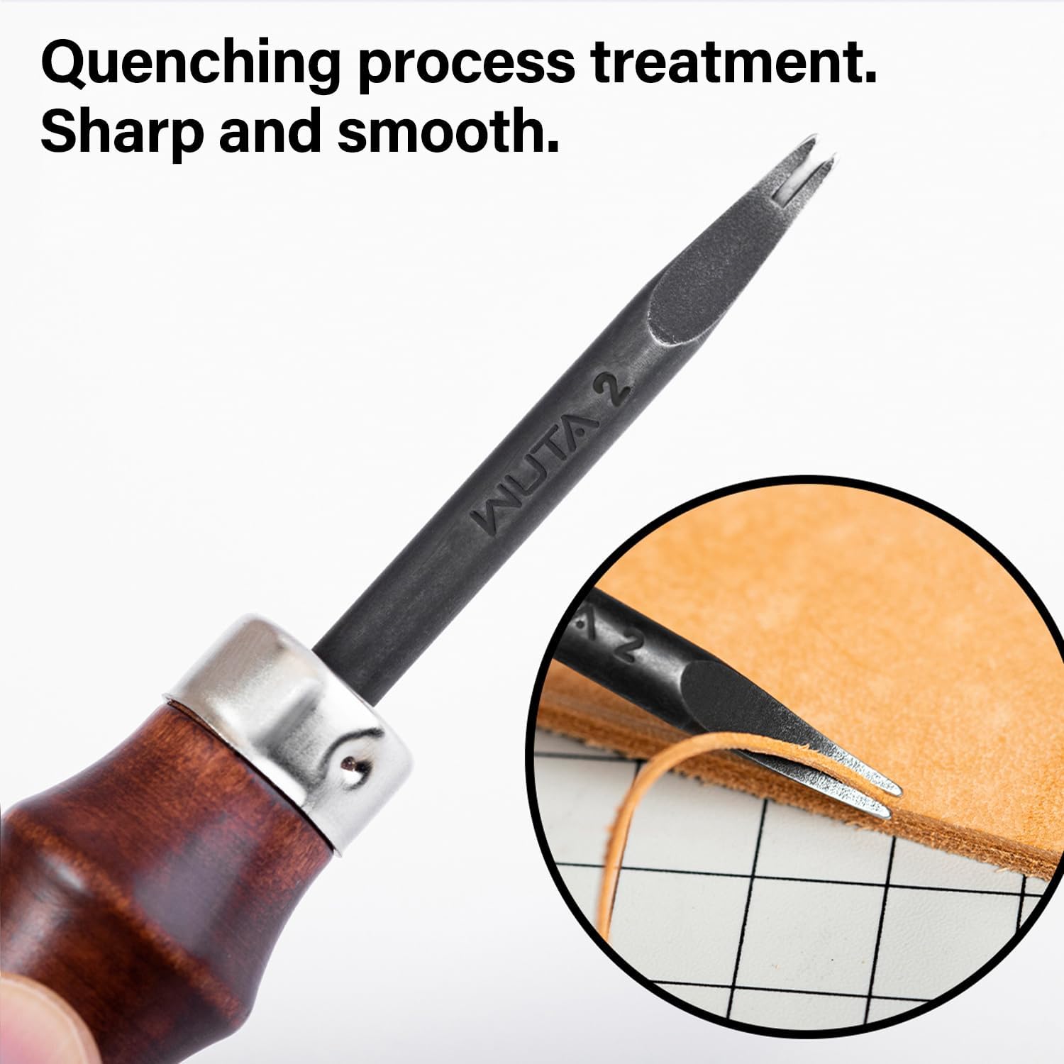 Leather Edge Bevelers, 4Pc High Carbon Steel Edge Skiving Set, Wood Hand Edge Bevelers, Leather Craft Keen Edge Cutting for Beveling (0.8Mm+1Mm+1.2Mm+1.4Mm)