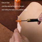 Leather Edge Dye Pen, Wood Handle Stainless Steel Top Edge Dye Roller Oil Pen Belt Finisher Leather DIY Craft