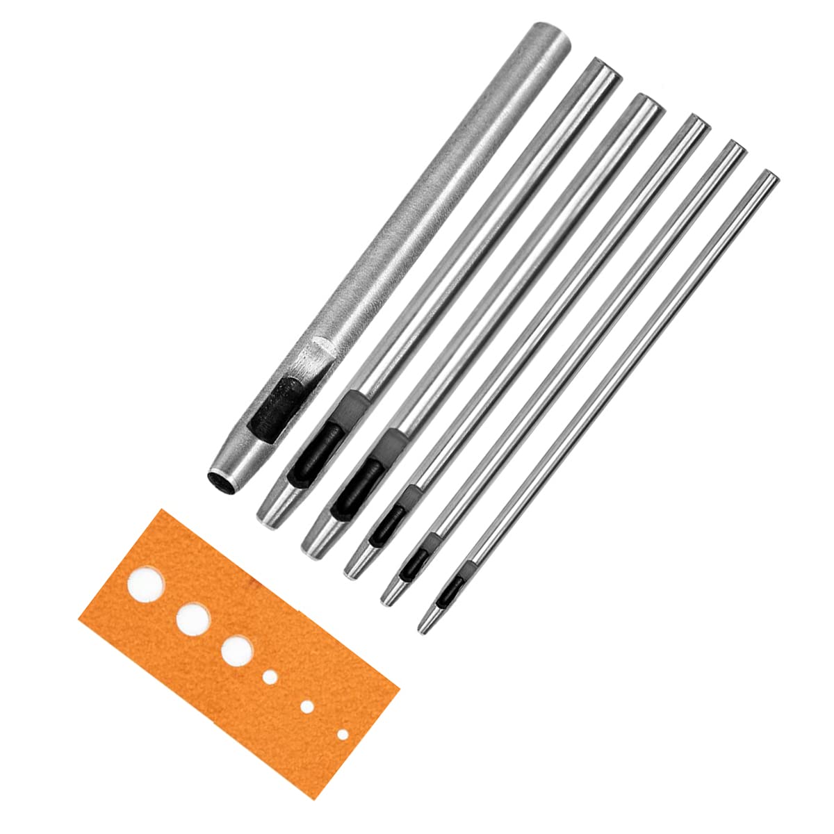 7Pcs Hollow Punch Leather Hole Cutter 0.5Mm-5Mm round Punch Tool Set,Leathercraft Working Kit for Watch Band, Fabric, Plastics, Gasket Belt