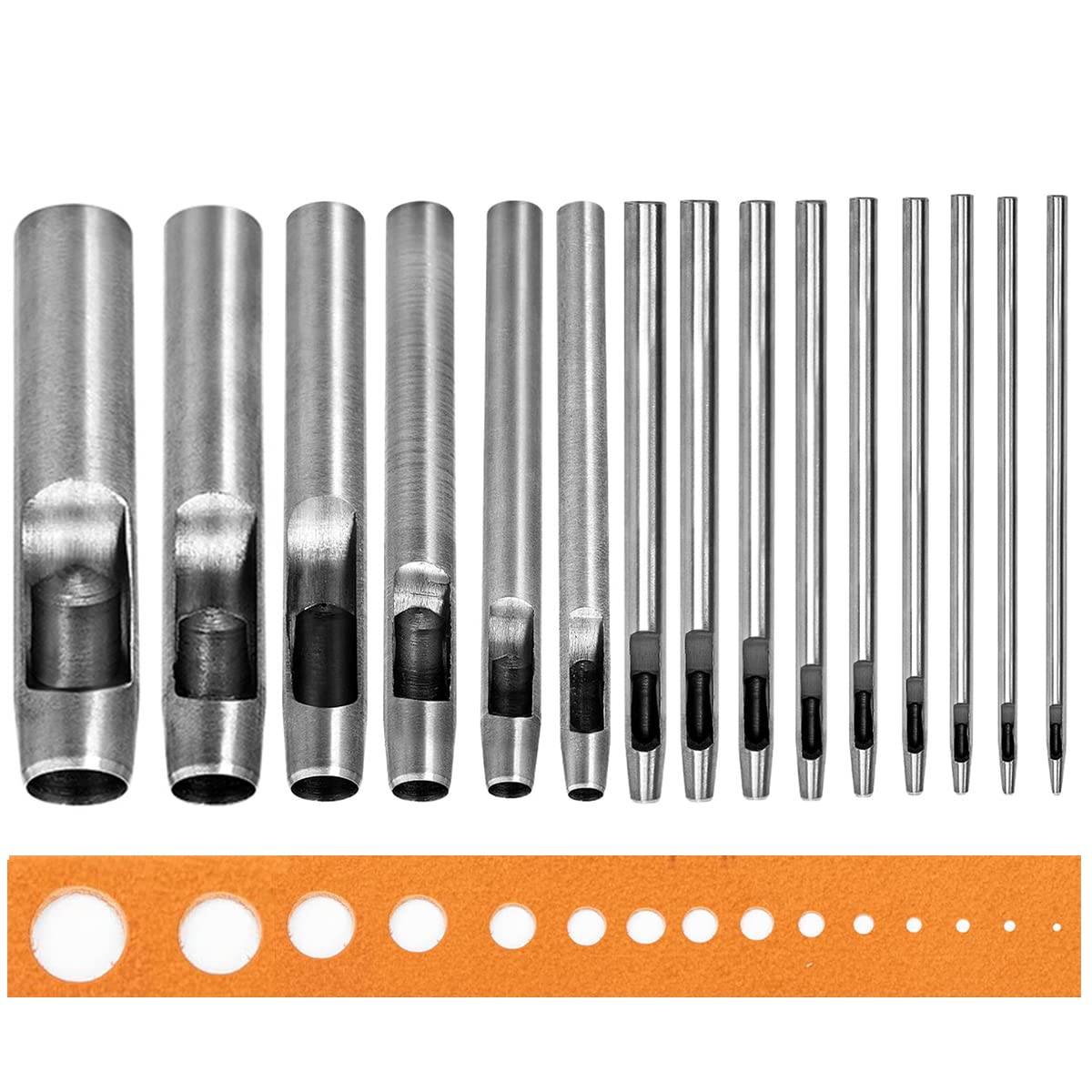7Pcs Hollow Punch Leather Hole Cutter 0.5Mm-5Mm round Punch Tool Set,Leathercraft Working Kit for Watch Band, Fabric, Plastics, Gasket Belt