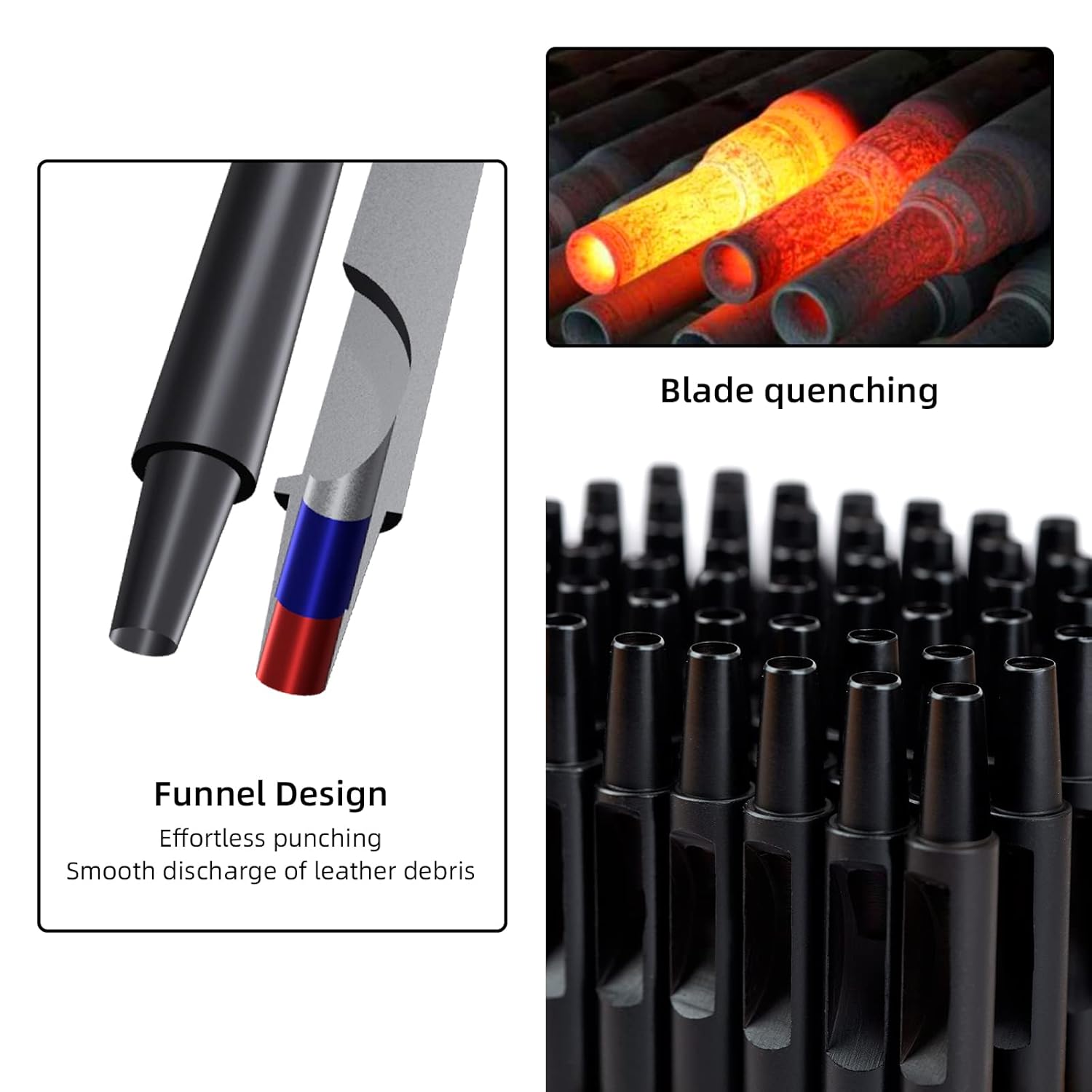 Leather Punches round Hole Puncher Plating Titanium Hollow Punching Tool Working for Watch Band, Fabric, Plastic 1+1.5+2+3+4+5Mm (6Pcs)