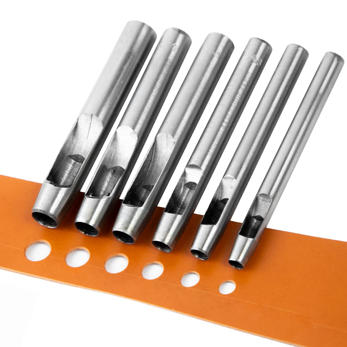 7Pcs Hollow Punch Leather Hole Cutter 0.5Mm-5Mm round Punch Tool Set,Leathercraft Working Kit for Watch Band, Fabric, Plastics, Gasket Belt