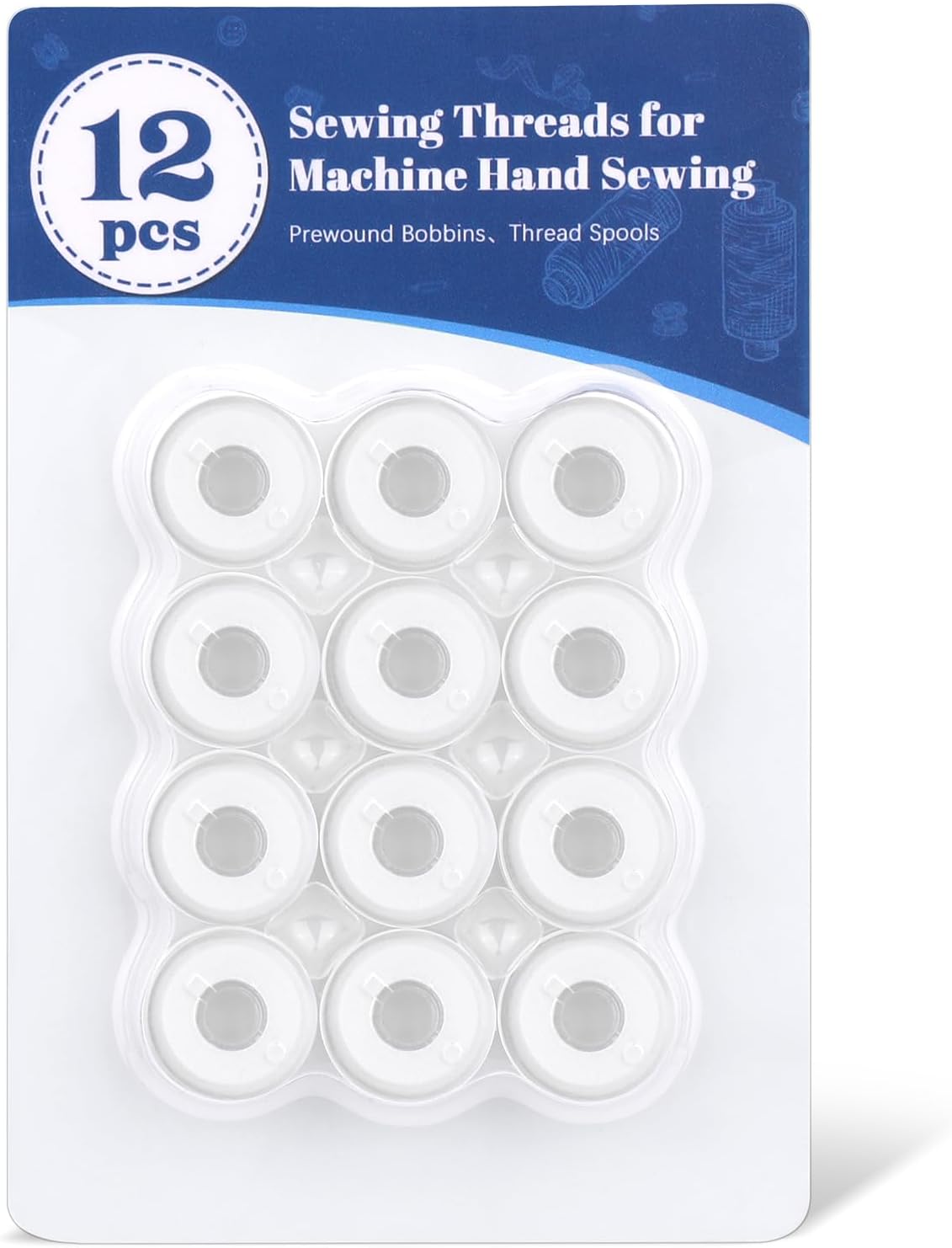 56Pcs White Thread for Sewing, Embroidery Bobbins, Prewound Bobbins Thread Size a SA156 Sewing Machine Threads Set for Embroidery and Sewing Machines DIY 50Yds/Spool
