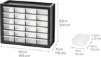 24-Drawer Plastic Storage Organizer, Made in USA, Teacher Toolbox, Multi Drawer Cabinet for Garage Tools Beads Balloons Building Bricks Crafts Stickers Small Business Scrapbook Art, Black