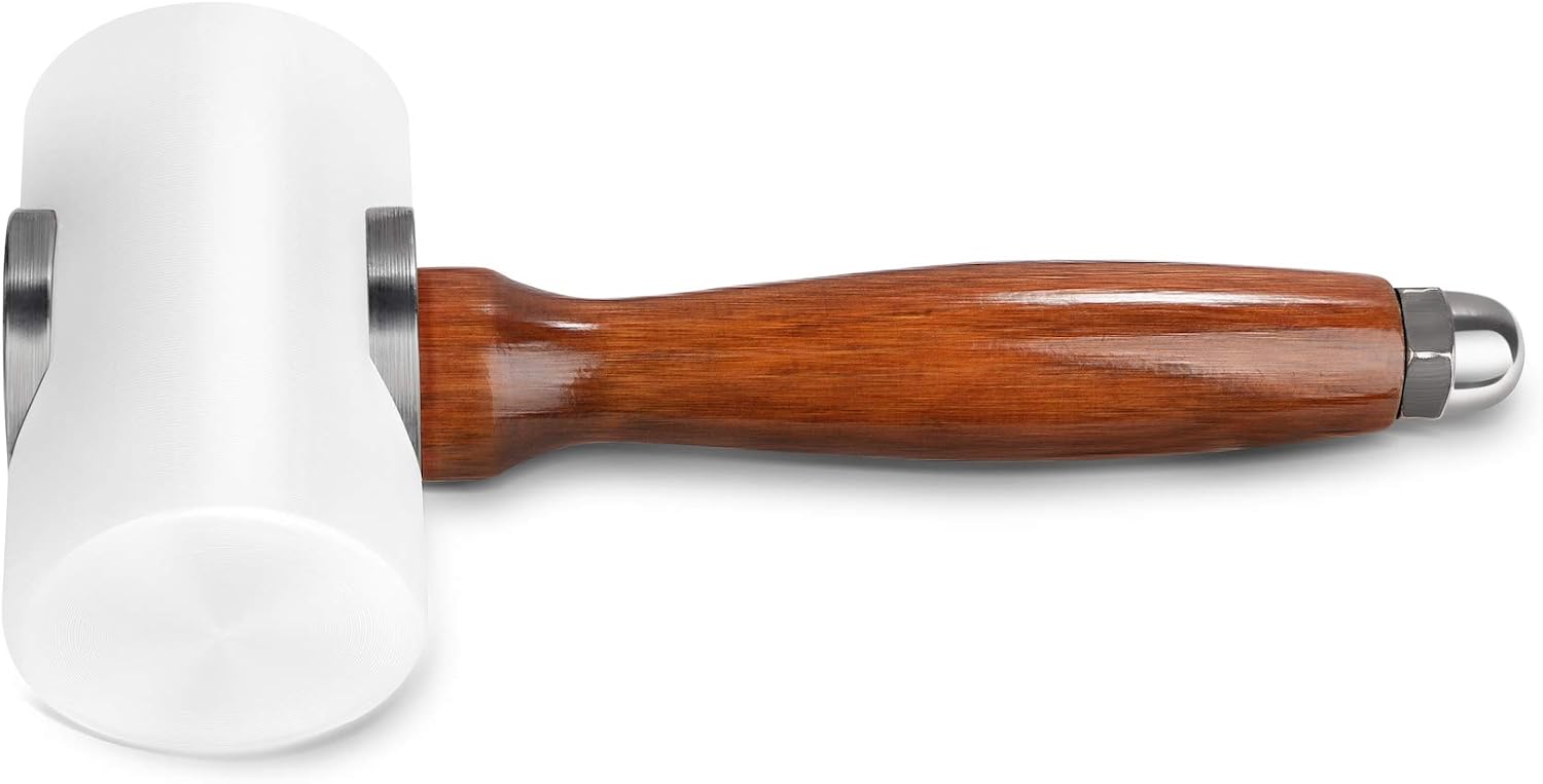 Nylon Head Leather Carving Hammer Mallet for Leatherwork Leather Cowhide Sew Club DIY Leathercraft Wooden Mallet Wood Handle (I-Head)