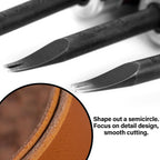 Leather Edge Bevelers, 4Pc High Carbon Steel Edge Skiving Set, Wood Hand Edge Bevelers, Leather Craft Keen Edge Cutting for Beveling (0.8Mm+1Mm+1.2Mm+1.4Mm)