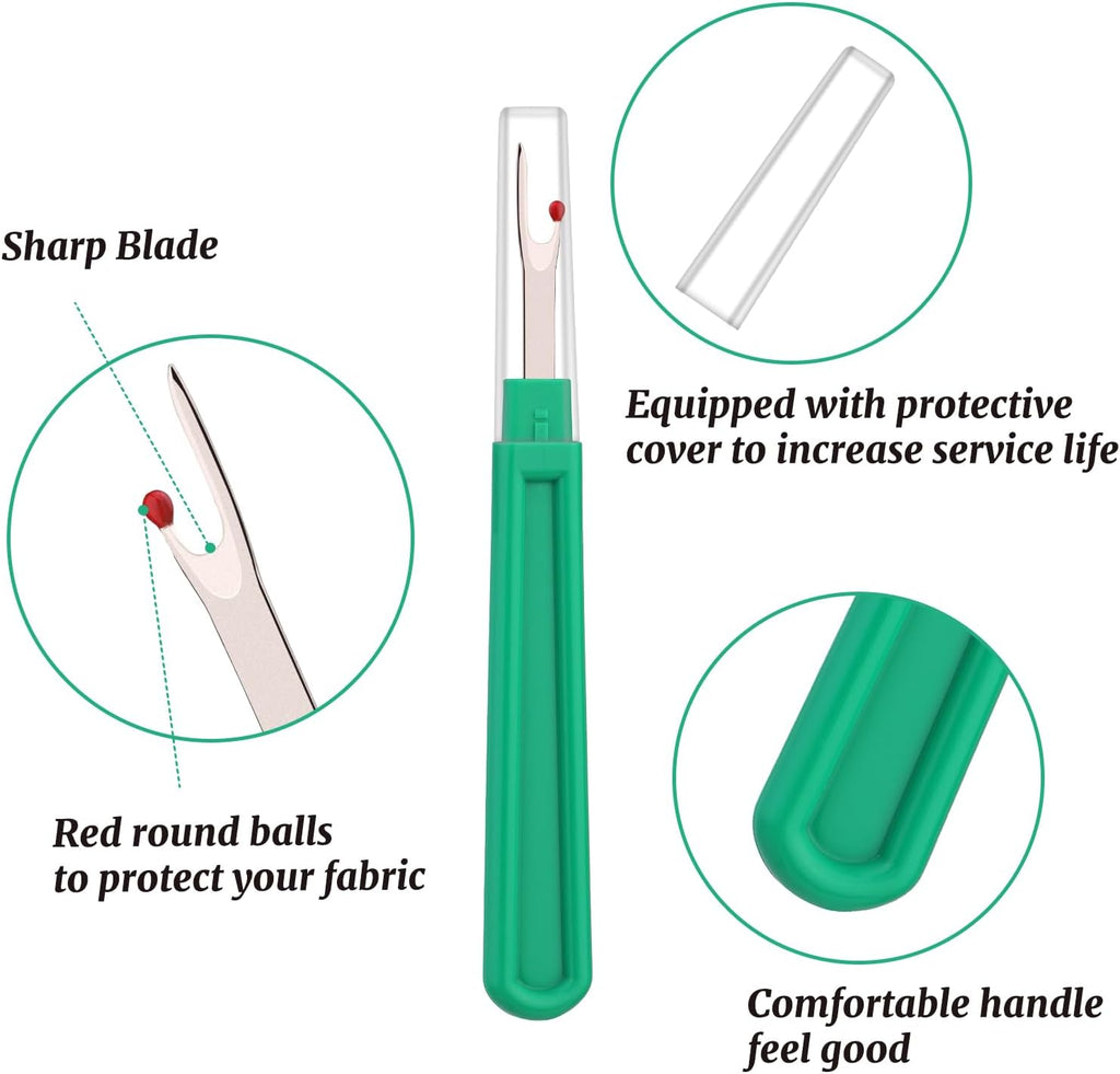 6 PCS Seam Ripper Set, Ergonomic Grip Seam Ripper, Green Seam Ripper for Sewing Crafting and Removing Embroidery Hems and Seams (Green)