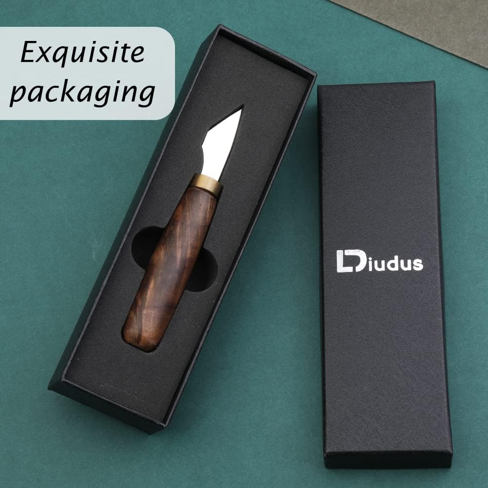 Leather Cutting Knife, Bevel Head Leather Skiving Knife with Smooth Rosewood Handle, Leatherworking Tools Beveler for DIY Leathercraft Forging Cutting