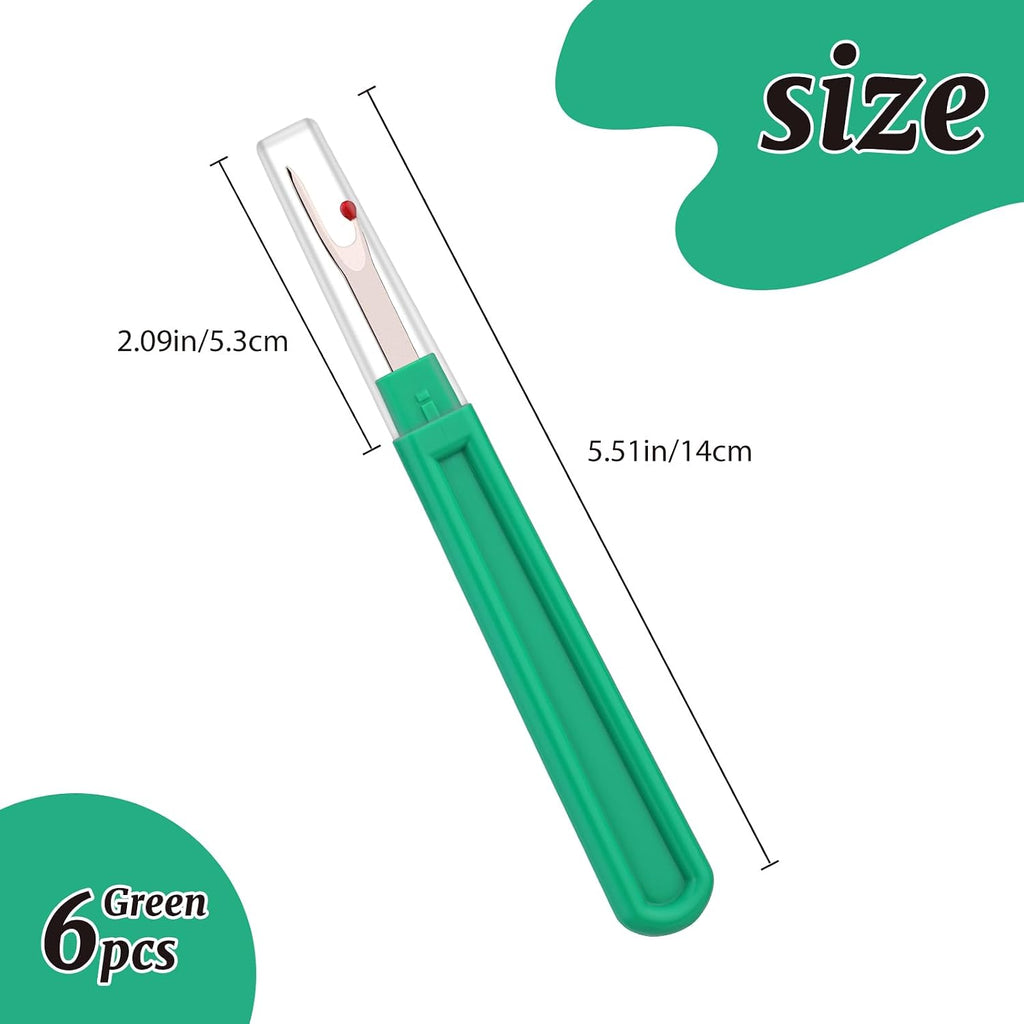 6 PCS Seam Ripper Set, Ergonomic Grip Seam Ripper, Green Seam Ripper for Sewing Crafting and Removing Embroidery Hems and Seams (Green)