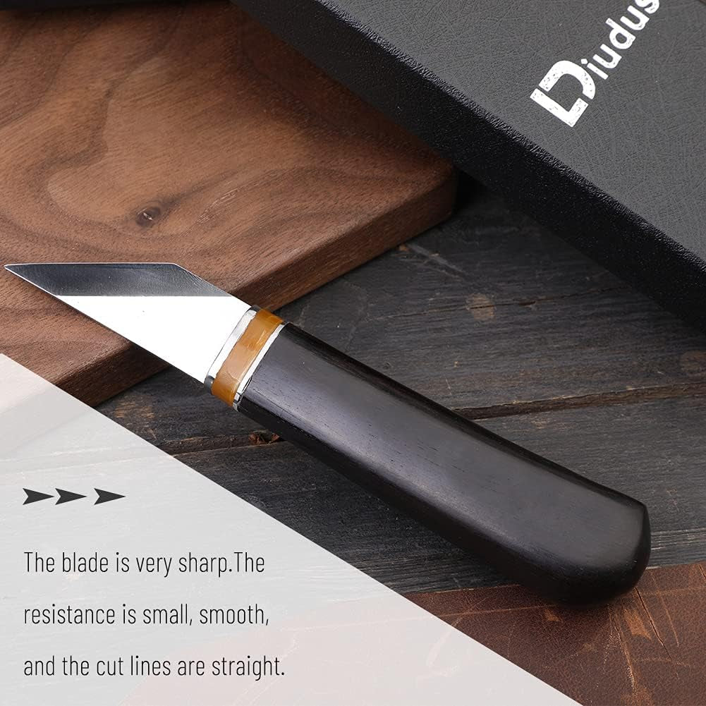 Leather Skiving Knife, Pointed Skiving Cutting Knife with Wooden Handle, Leather Skiver - with Exquisite Package for DIY Leathercraft