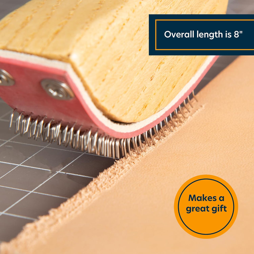 Weaver Leather Supply Hand Leather Rougher with Wood Handle, 8”, Rougher Gear with Replaceable Pad, Leatherworking Tools for Adhesive Bonding Projects