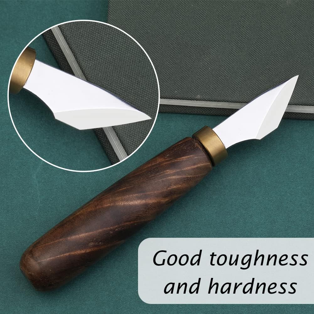 Leather Cutting Knife, Bevel Head Leather Skiving Knife with Smooth Rosewood Handle, Leatherworking Tools Beveler for DIY Leathercraft Forging Cutting