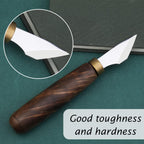 Leather Cutting Knife, Bevel Head Leather Skiving Knife with Smooth Rosewood Handle, Leatherworking Tools Beveler for DIY Leathercraft Forging Cutting